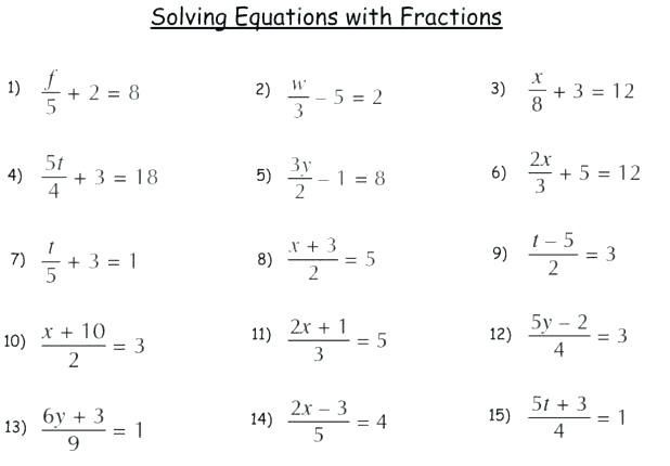 Algebraic Fractions Worksheet Grade 8