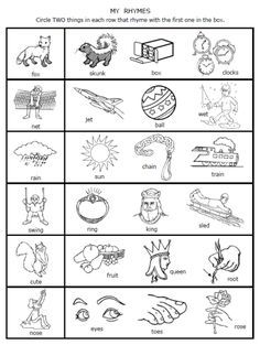 Rhyming Words Worksheet Free