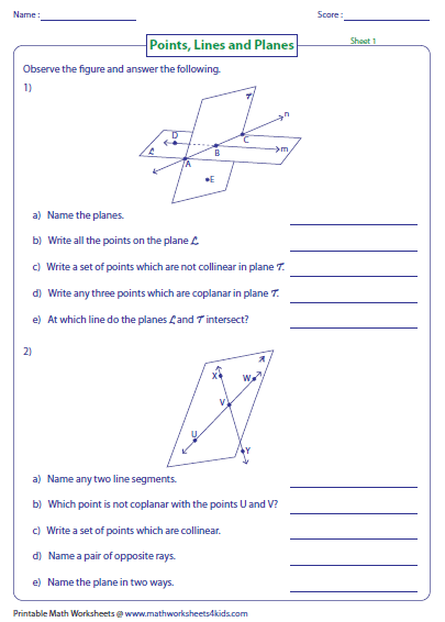 Points Lines And Planes Worksheet Answer Key