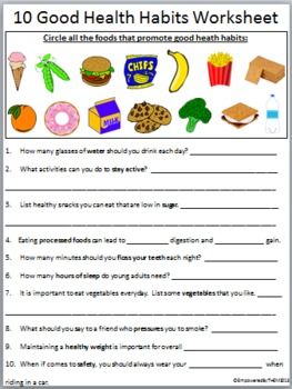 Health Worksheets For Elementary