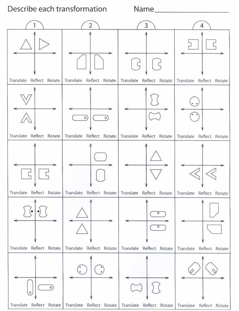 Translation Worksheet Slide Answer Key