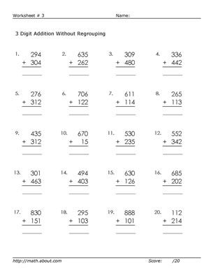 3 Digit Addition No Regrouping