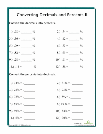 Converting Fractions To Decimals Worksheet 7th Grade