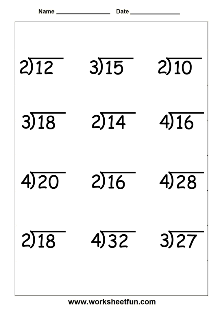 Division Practice Worksheets Free