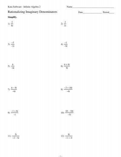 Rationalizing The Denominator Worksheet Kuta