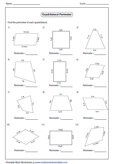 Quadrilaterals Worksheet Grade 8