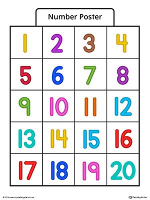 Kindergarten Printables Numbers 1-20