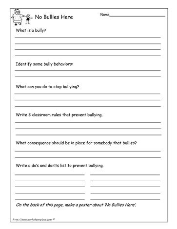 Bullying Worksheets For Kindergarten