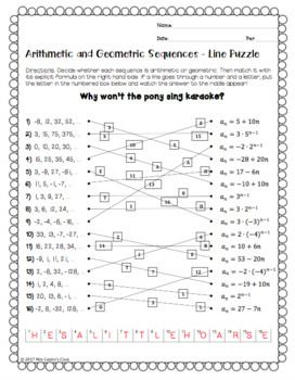 Arithmetic Sequence Worksheet 1 Answer Key