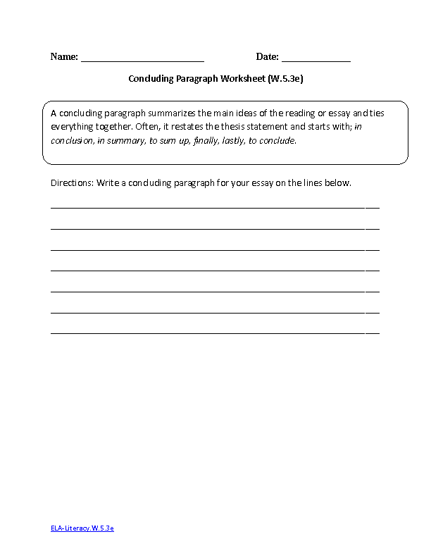 5th Grade Writing Worksheets Pdf