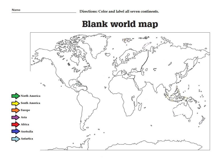 World Map Worksheet For Kids