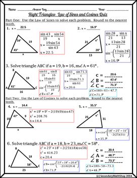 Law Of Sines Worksheet Pdf