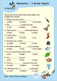 English Worksheet For Class 1