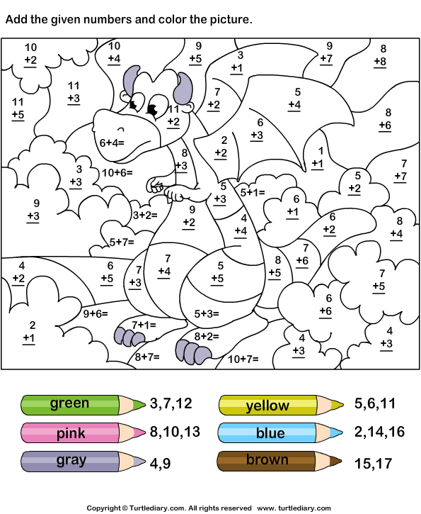 Color By Number Worksheets Addition