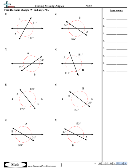 Find The Missing Angle Worksheet