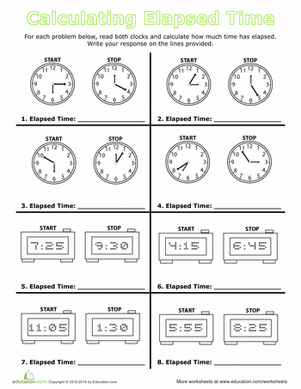 Elapsed Time Worksheets To The Hour