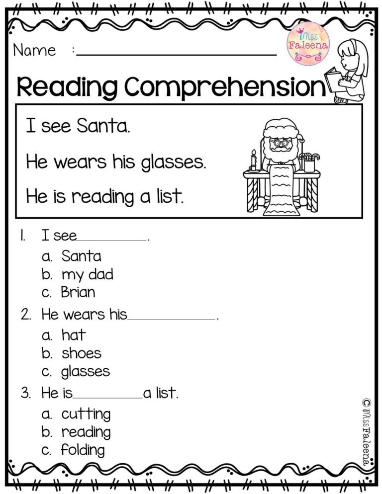 Reading Comprehension Activities For Kindergarten