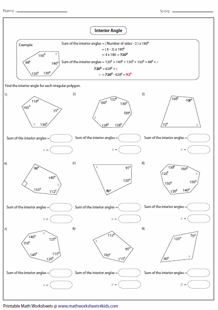 Angles In Polygons Worksheet Answers