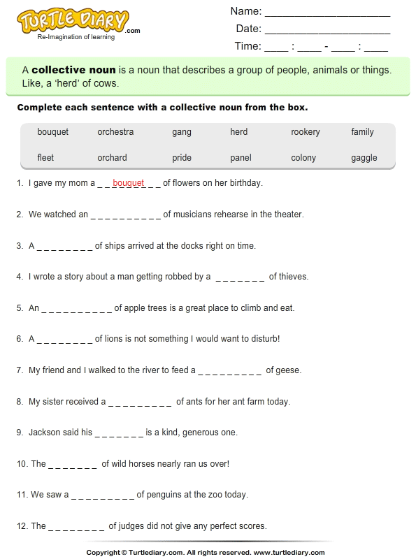 5th Grade Worksheets On Nouns For Grade 5