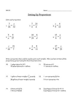 Proportions Worksheet