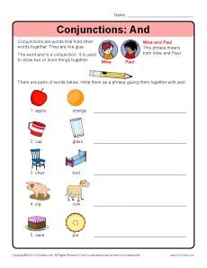 Conjunction Worksheets For Kids