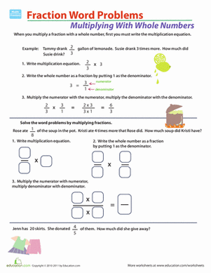 Fraction Word Problems Worksheets For Grade 5