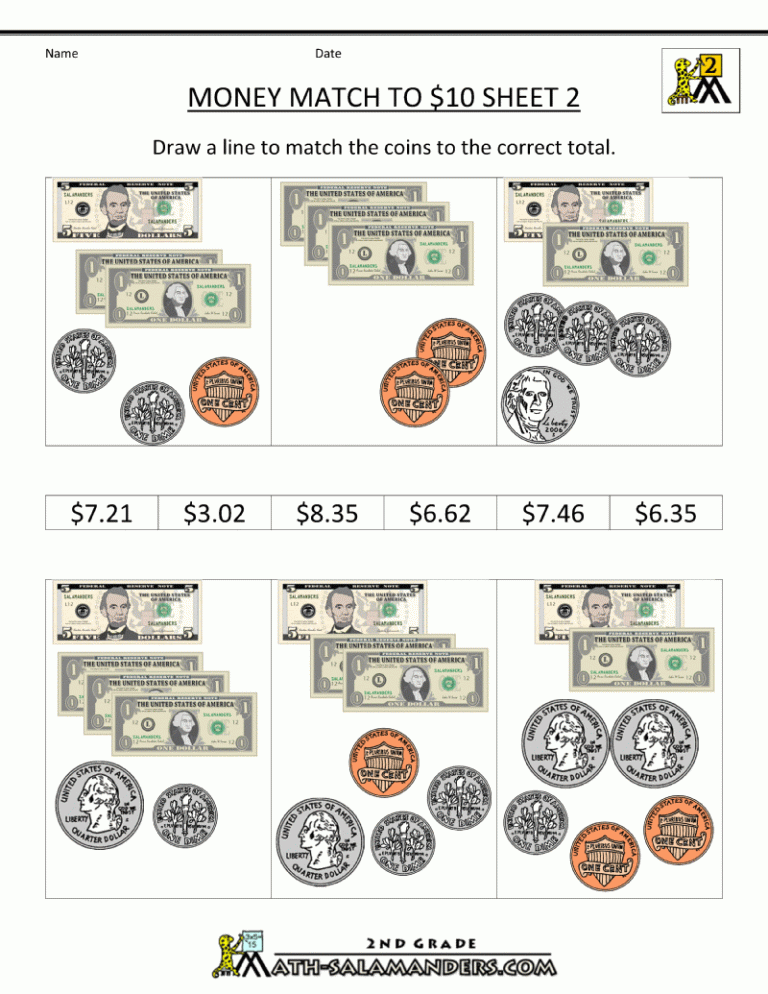 Money Math Worksheets Grade 6