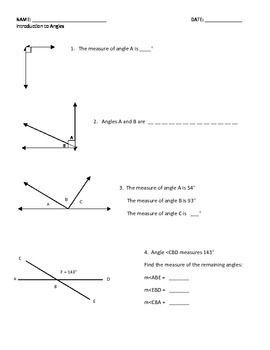 Angles Worksheet Answer Key