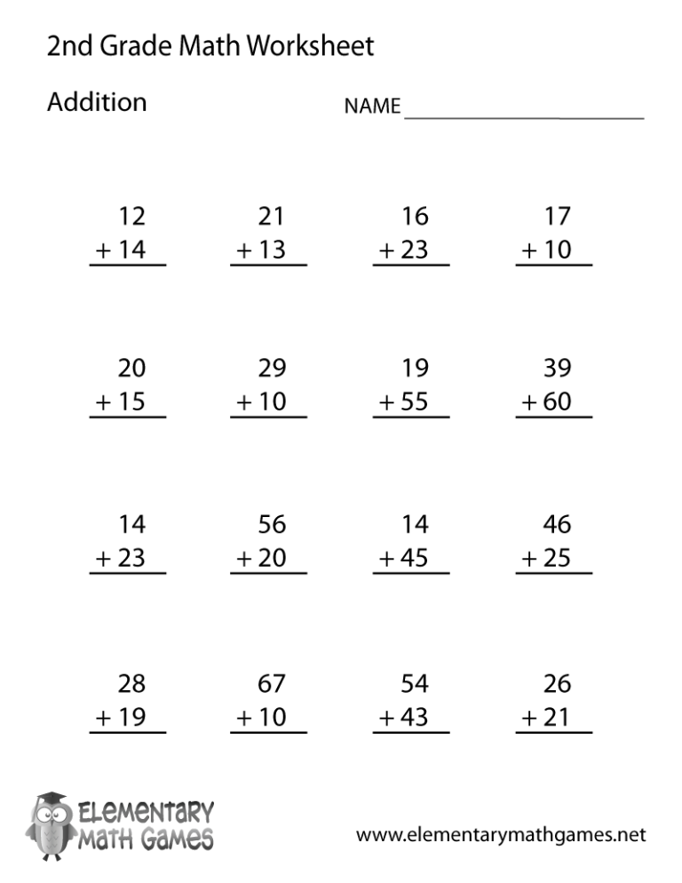 Addition And Subtraction Worksheets 2nd Grade