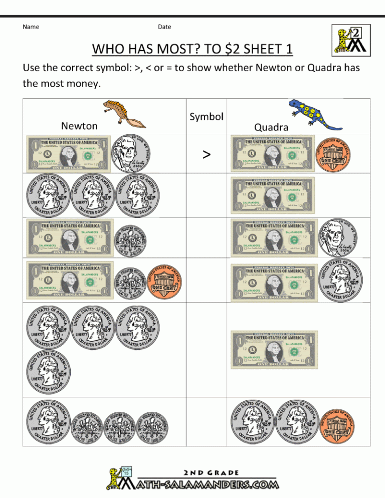 Counting Money Worksheets For 3rd Grade