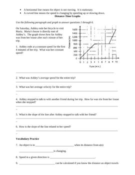 Distance Time Graph Worksheet