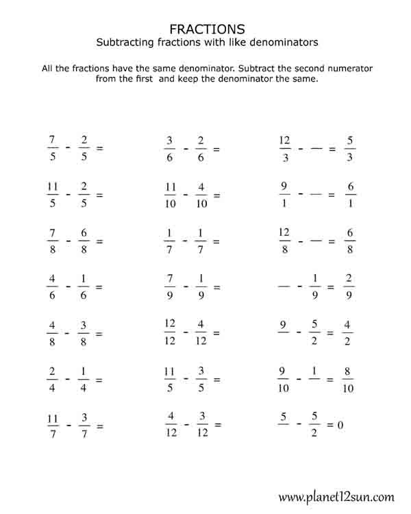 Fractions Worksheets Grade 4 Pdf