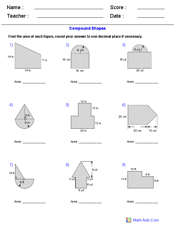 6th Grade Composite Figures Worksheet