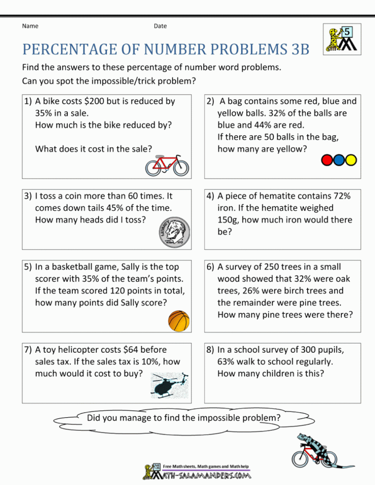 Percentage Worksheets Pdf