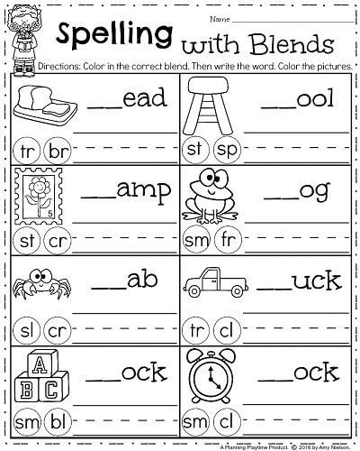 First Grade Worksheets Spelling