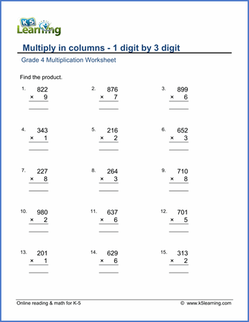 Free Printable Multiplication Worksheets Printable Grade 4