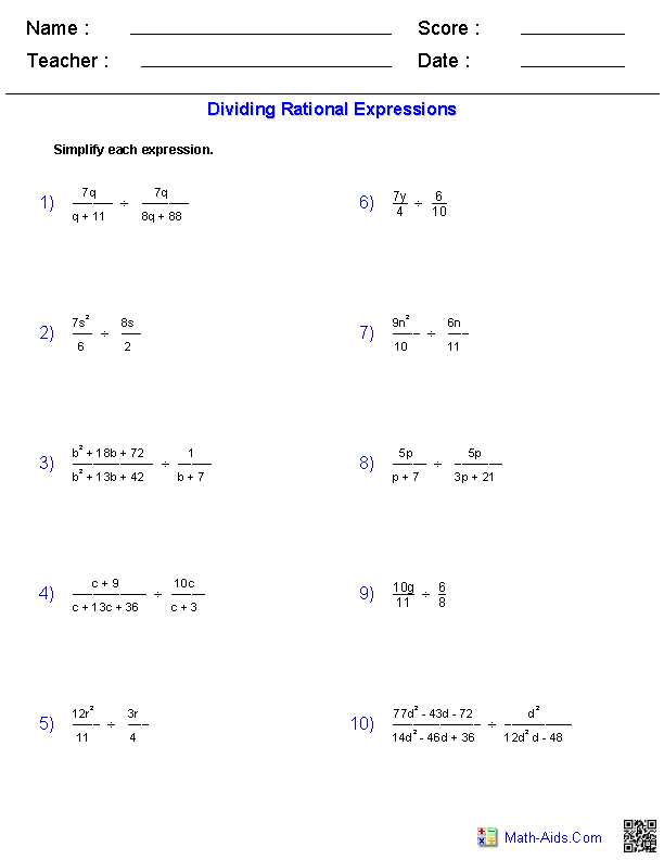 Simplifying Expressions Worksheet 1