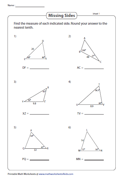 Law Of Sines And Cosines Worksheet Word Problems