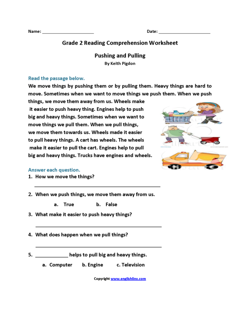 2nd Grade Reading Worksheets Free Printable