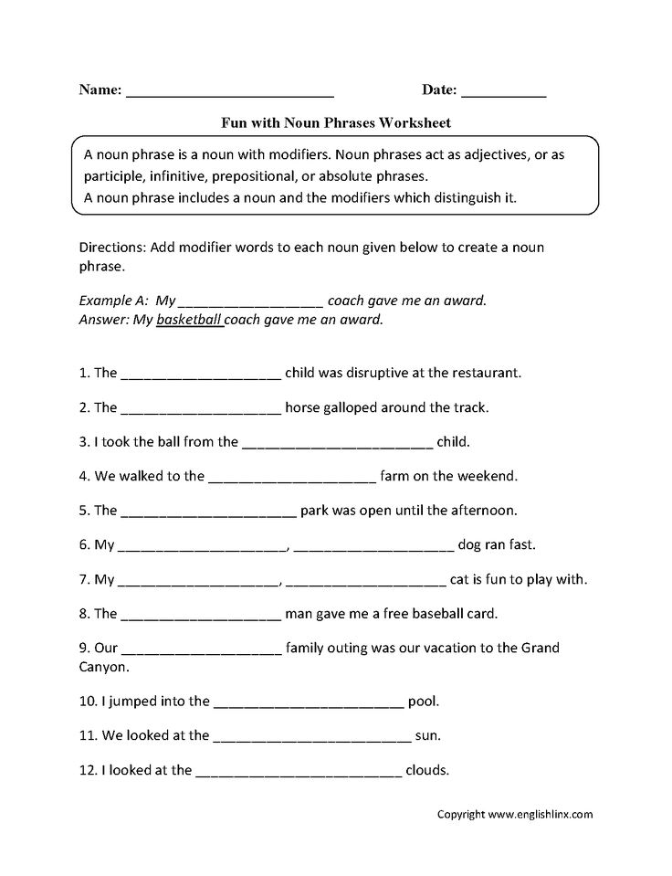 Identifying Nouns Worksheet 8th Grade