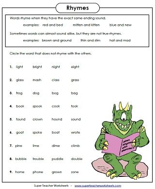 Rhyming Words Worksheets For Grade 2