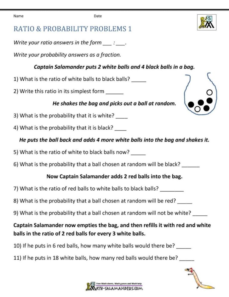 Ratio And Proportion Worksheets With Answers For Grade 6