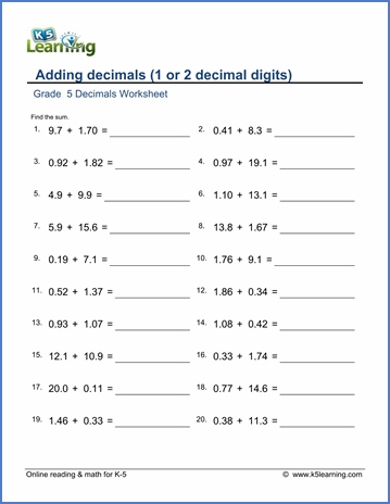 Decimals Worksheets With Answers