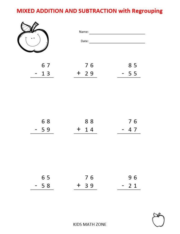 Adding And Subtracting Whole Numbers Worksheets Grade 2