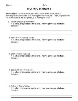 Separating Mixtures Worksheet Grade 7 Pdf