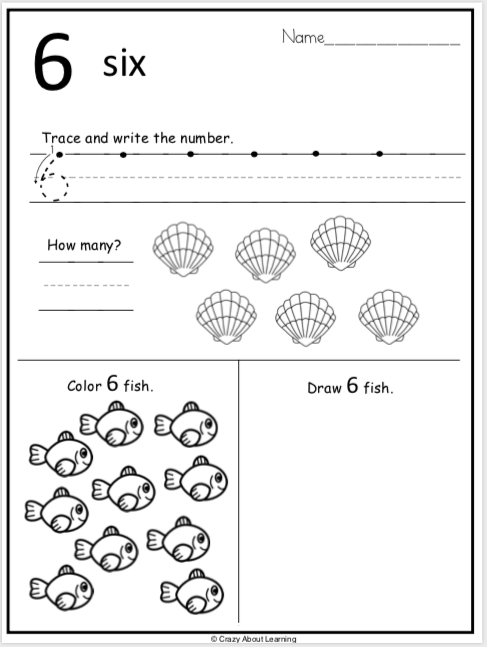 Number 6 Worksheets For Toddlers