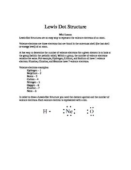 Lewis Dot Structure Worksheet