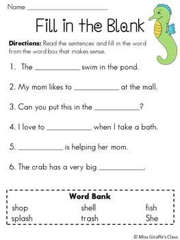 Sh Words Worksheet For Grade 2