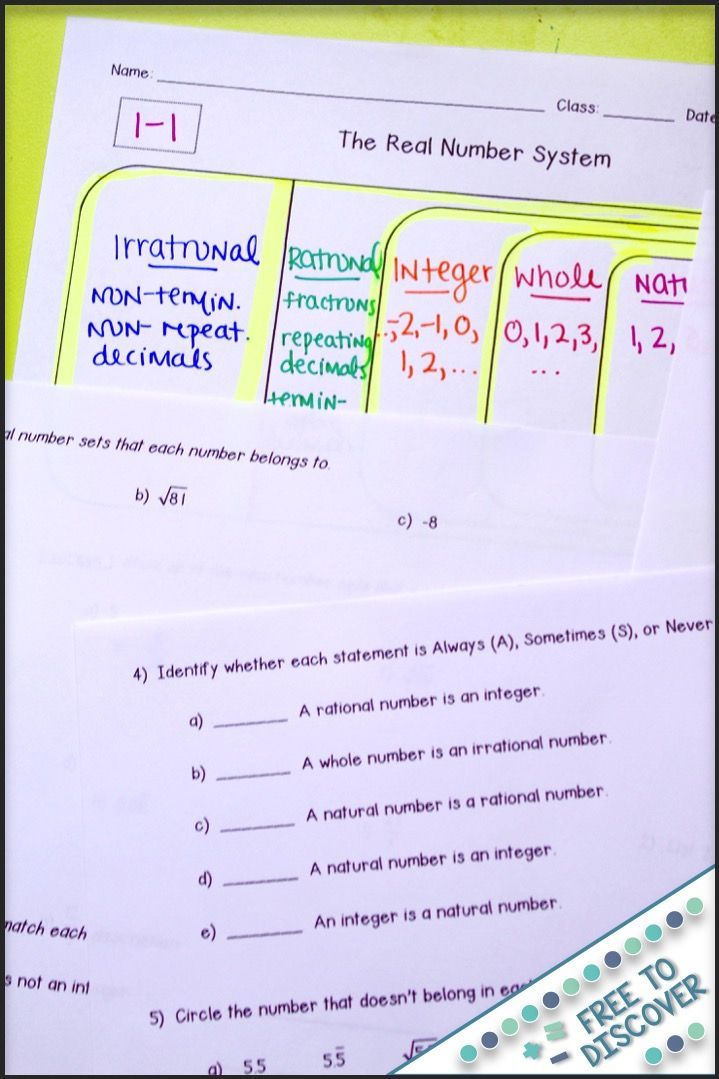 Real Number System Worksheet Answers