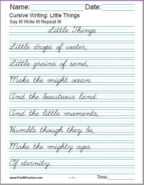 1st Grade Cursive Writing Sentences Worksheets Pdf